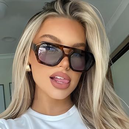 Lunettes de soleil hexagonales à monture épaisse – style designer pour femmes et hommes