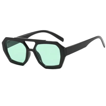 Lunettes de soleil hexagonales à monture épaisse – style designer pour femmes et hommes