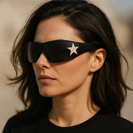 Lunettes de soleil Y2K Punk – design audacieux avec étoile, look futuriste enveloppant, UV400