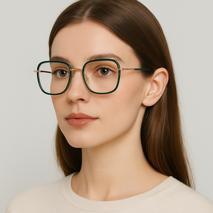 Lunettes rétro vertes ultra-légères pour femmes – Monture unie avec filtre anti-lumière bleue