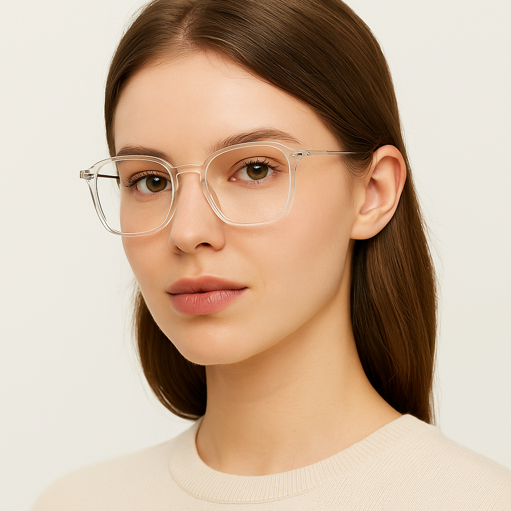 Lunettes transparentes anti-lumière bleue – monture carrée en plastique, confort quotidien pour bureau et lecture