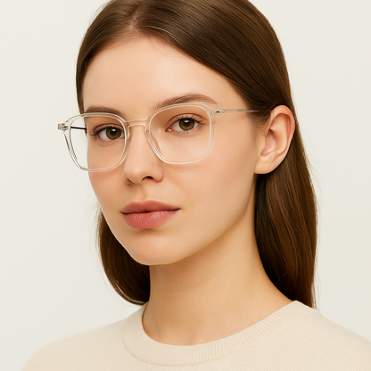 Lunettes transparentes anti-lumière bleue – monture carrée en plastique, confort quotidien pour bureau et lecture