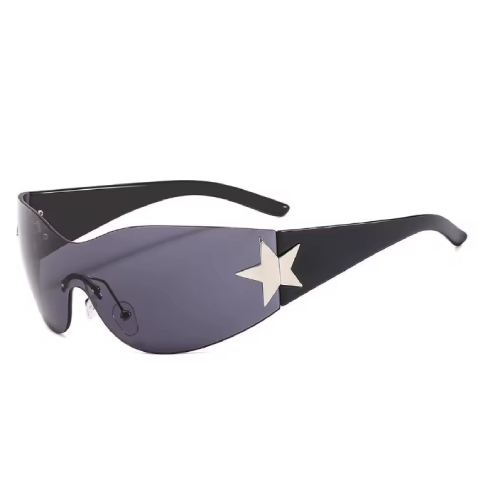 Lunettes de soleil Y2K Punk – design audacieux avec étoile, look futuriste enveloppant, UV400