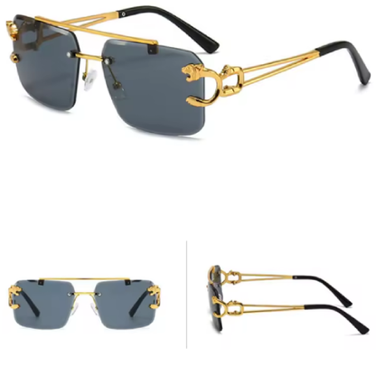 Lunettes de soleil carrées sans monture – Design luxe vintage pour hommes et femmes
