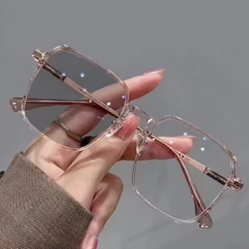 Lunettes photochromiques anti-lumière bleue – Monture transparente oversize, pour femmes, protection des yeux et style caméléon