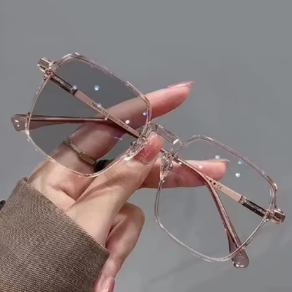 Lunettes photochromiques anti-lumière bleue – Monture transparente oversize, pour femmes, protection des yeux et style caméléon