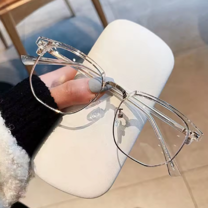 Lunettes carrées unisexes à monture métallique – Style polygonal moderne, protection anti-lumière bleue