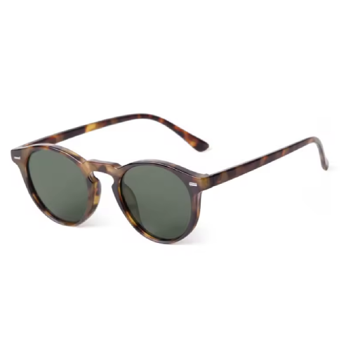 Lunettes de soleil rondes vintage – design rétro 2024 avec rivets stylés, monture unisexe, teintes jaune ou bleu, look signature